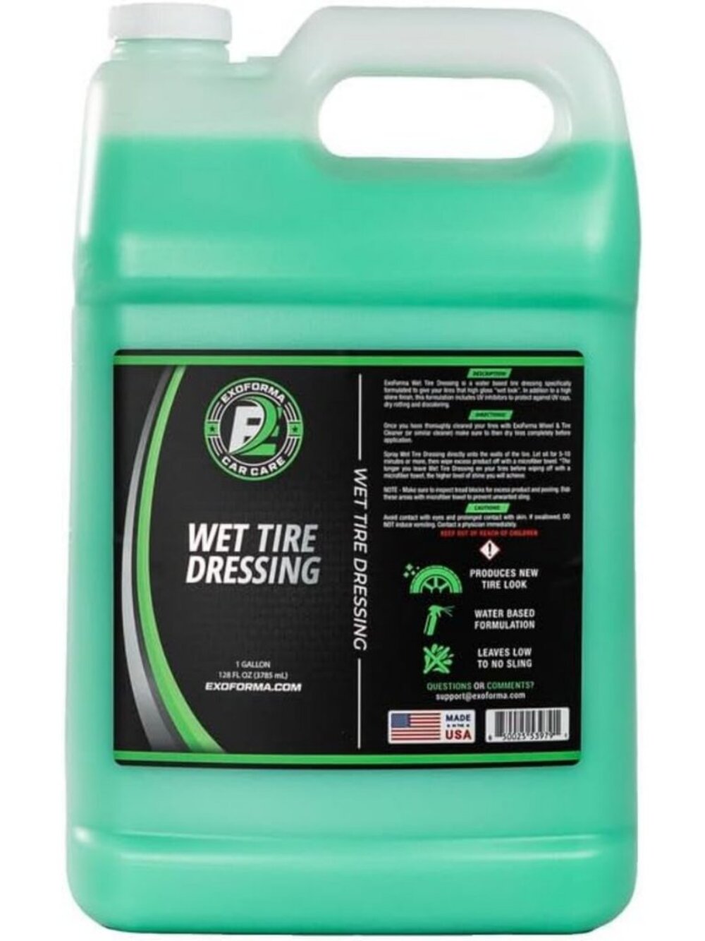 Premium Wet Tire Dressing Spray - 1 Gallon, High Shine Finish, Long-Lasting